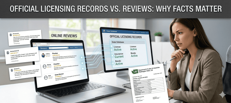 Contindex audit: verifying subjective contractor reviews against official Washington L&I licensing records