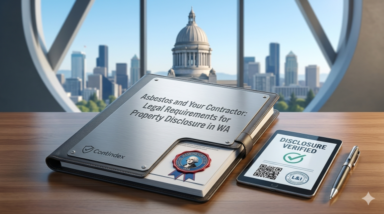 Legal requirements for property disclosure in WA for asbestos abatement projects infographic.