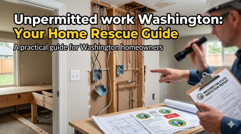 Home inspector checking for unpermitted work Washington in a residential renovation project.
